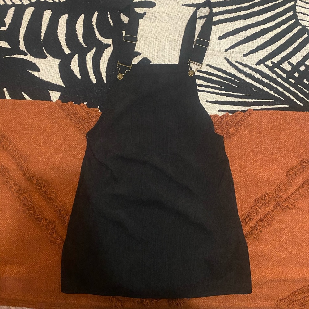 Black Corduroy Overall Dress